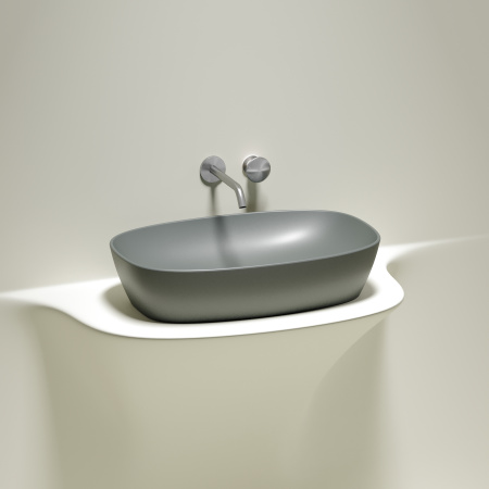 Раковина из сантехнического фарфора Ceramica Nova ELEMENT CN6049MH 60х38 накладная цвет антрацит матовый без отверстий под смеситель